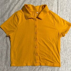 Yellow Button-Up Cropped Shirt